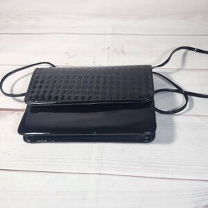 Carolynne Barton Bag - Black Patent Leather Flap Evening Crossbody‎ Clutch